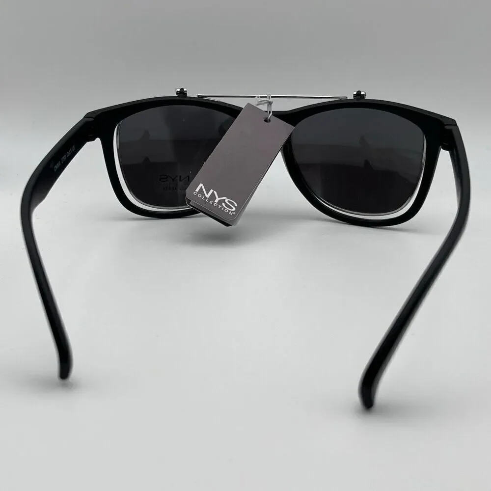 NYS Collection Womens Black Polarized Clip-on Sunglasses One Size NWT